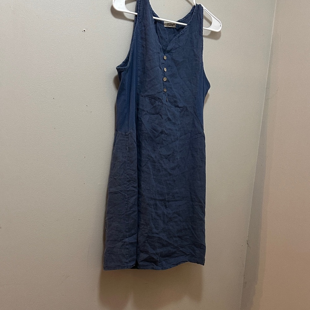 Stylish Blue Button-Front Midi Dress